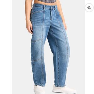 NWT - Madden NYC Women's High Rise Barrel Jeans, 31" Inseam, Sz L